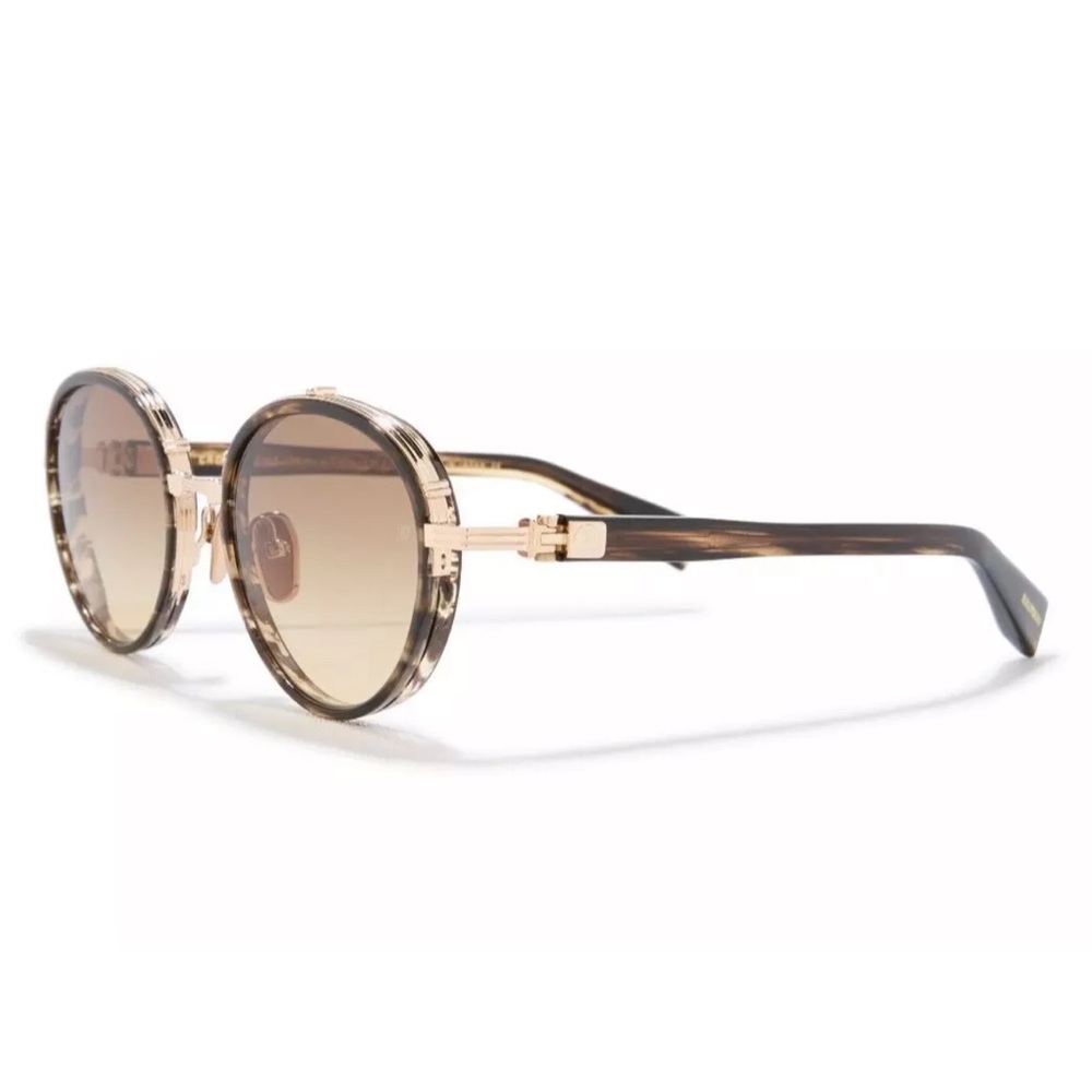 Authentic Akoni Balmain Tortoise Gold Croissy sunglasses Round Japan Brown Lens